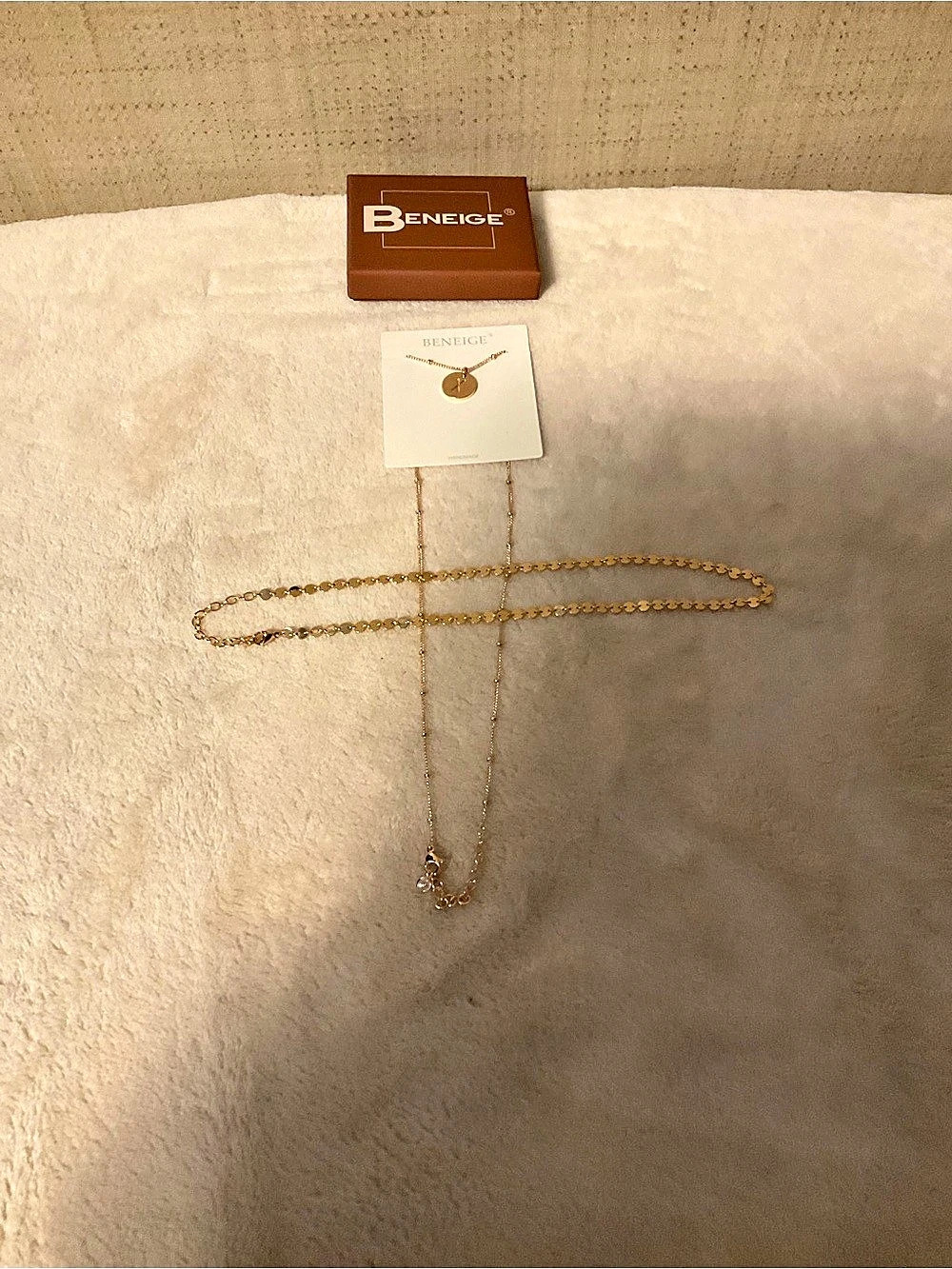 Beneige Initial Letter Coin Pendant Necklace Gold